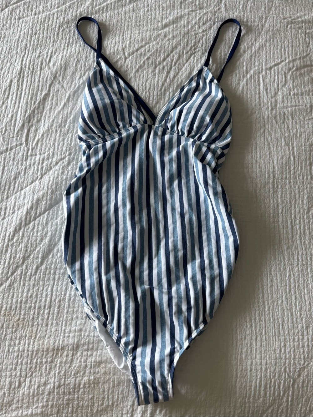 Splendid Stripe One Piece Swimsuit L NWT Coastal Nautical Vacation Pool Beach